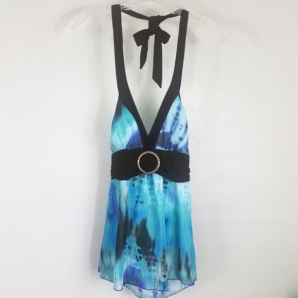 B Wear Tops - Turquoise Neck Tie Tank Top